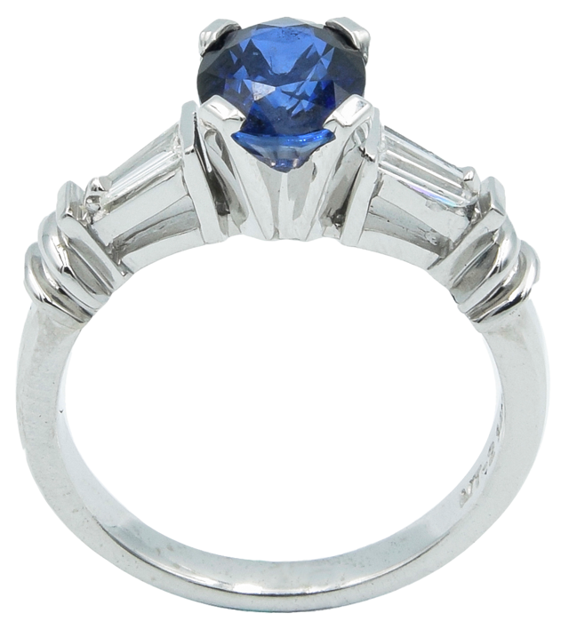 Custom Ring Oval Sapphire & Baguette Diamond