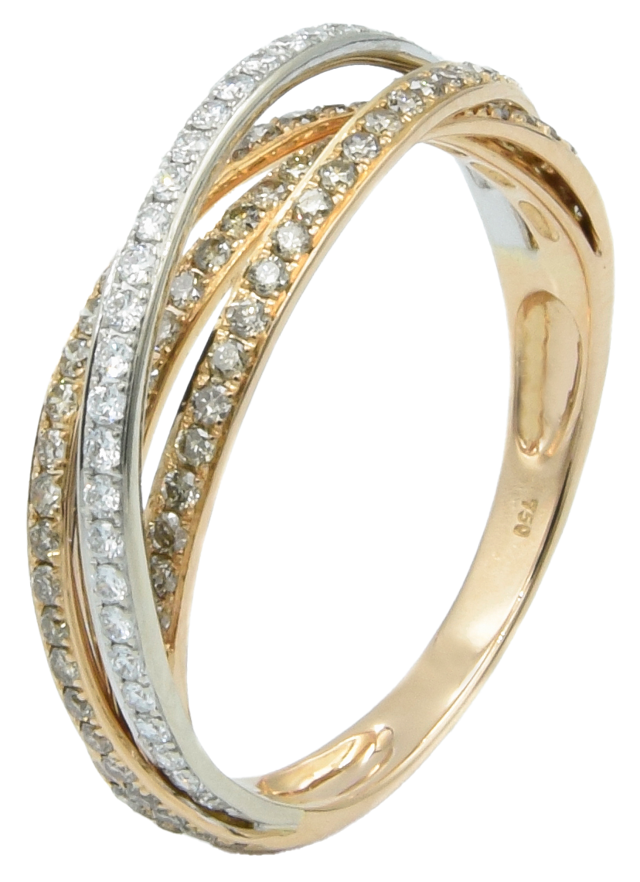 Tricolor Gold Ring with Diamond