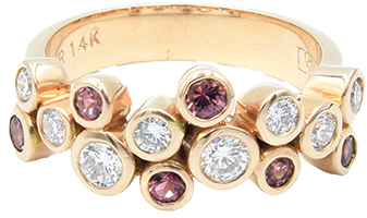 Rose Gold, Pink Tourmaline & Diamond Bubbles Ring