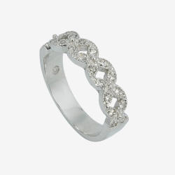 18kt White Gold Custom Wedding Band with Tiara Diamond