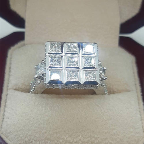 14kt White Gold Custom Ring Princess Cut Diamond