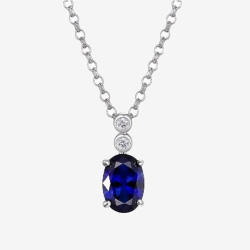 Oval Shape Sapphire Necklace with Diamonds