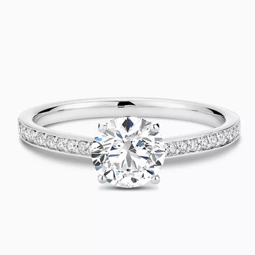 White Gold Solitaire Engagement Ring with Round Cut Diamonds